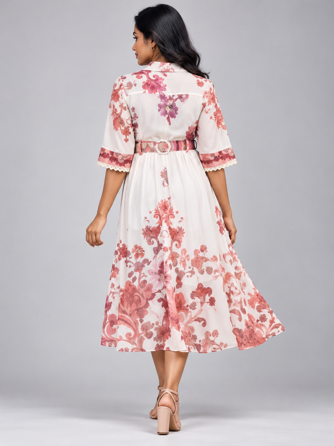 SnapCap Vintage Rose Belted Midi Shirt Dress - Back nkaau2j.jpg