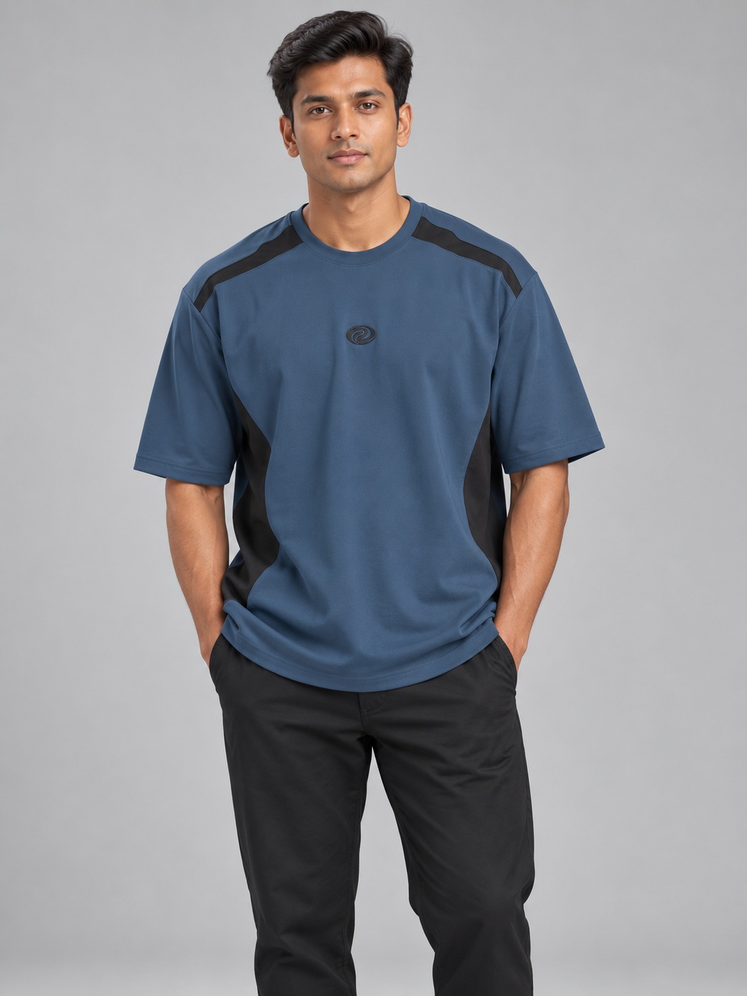 panel tee 02 front SnapCap Contrast Panel Oversized T-Shirt panel tee 02 front