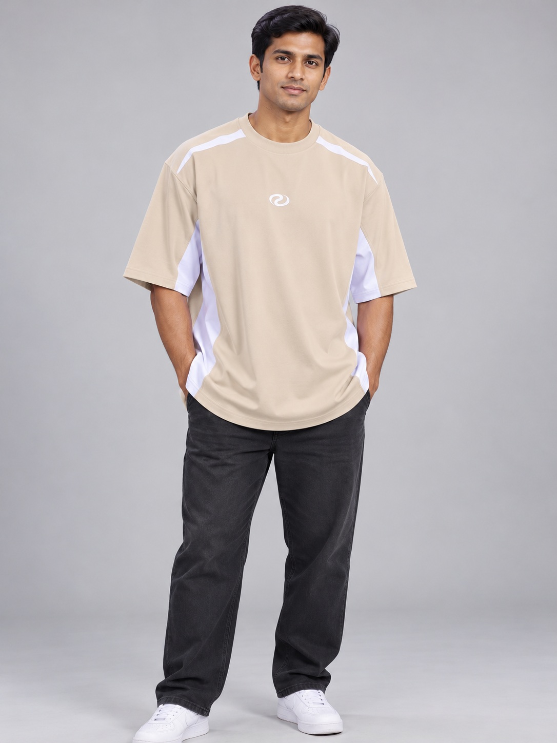 panel tee 03 front SnapCap Contrast Panel Oversized T-Shirt panel tee 03 front