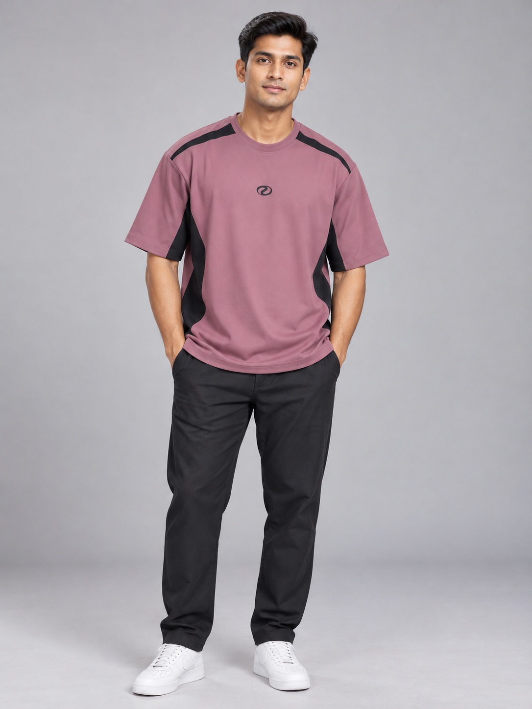 panel tee 04 front SnapCap Contrast Panel Oversized T-Shirt panel tee 04 front