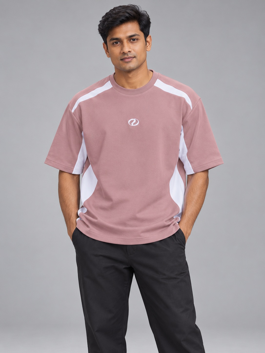 panel tee 05 front SnapCap Contrast Panel Oversized T-Shirt panel tee 05 front