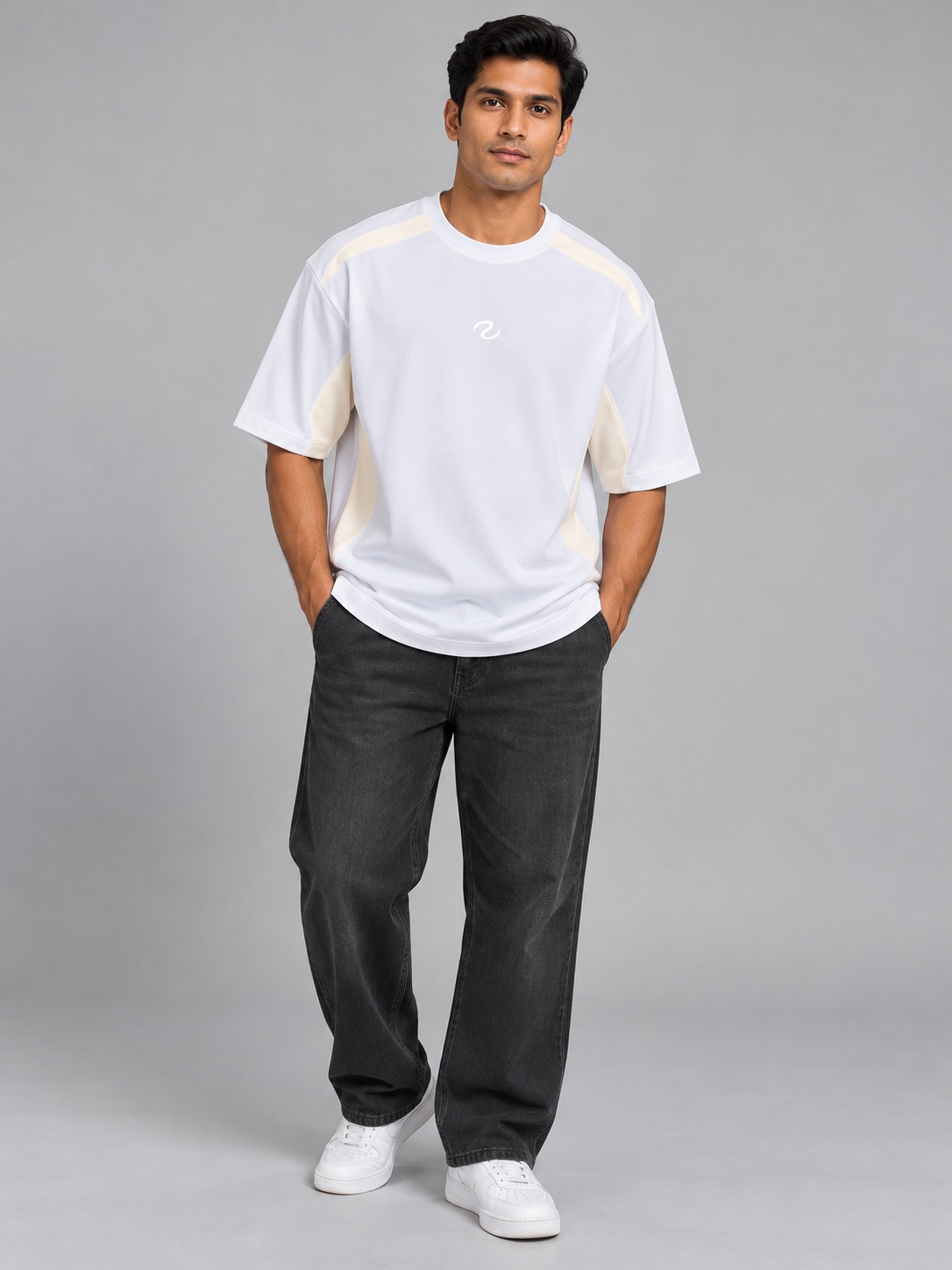 panel tee 07 front SnapCap Contrast Panel Oversized T-Shirt panel tee 07 front