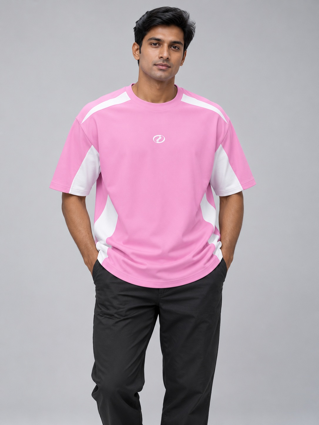panel tee 08 front SnapCap Contrast Panel Oversized T-Shirt panel tee 08 front