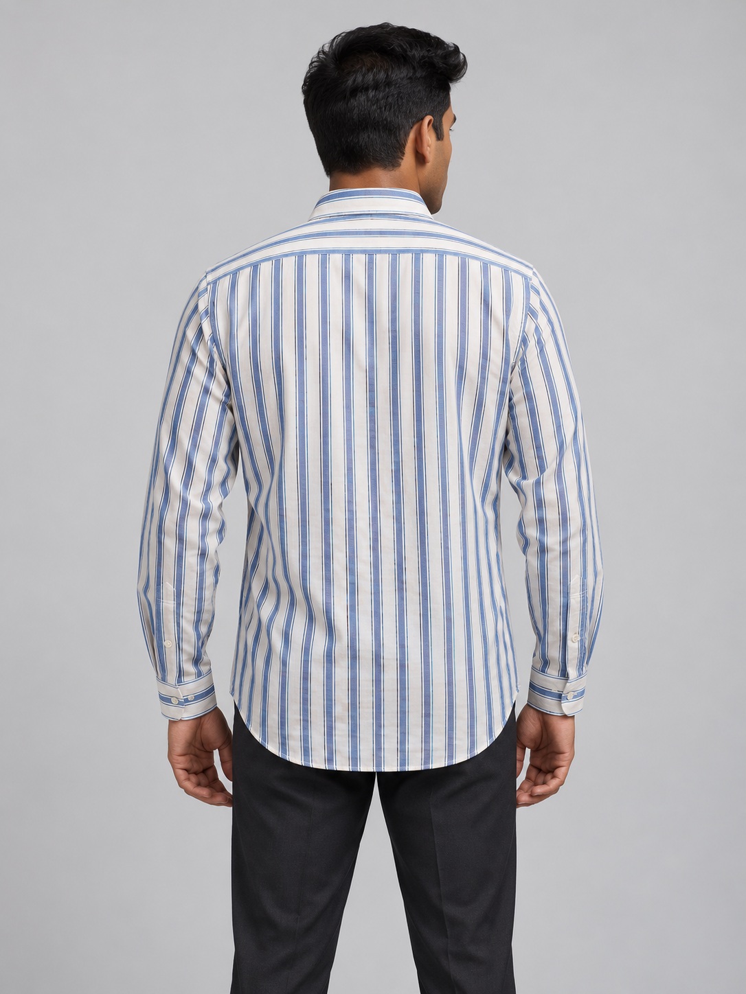 stripe shirt 01 back SnapCap Vertical Stripe Long-Sleeve Shirt stripe shirt 01 back