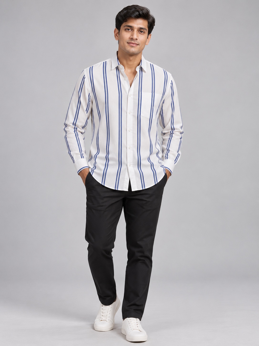 stripe shirt 02 front SnapCap Vertical Stripe Long-Sleeve Shirt stripe shirt 02 front