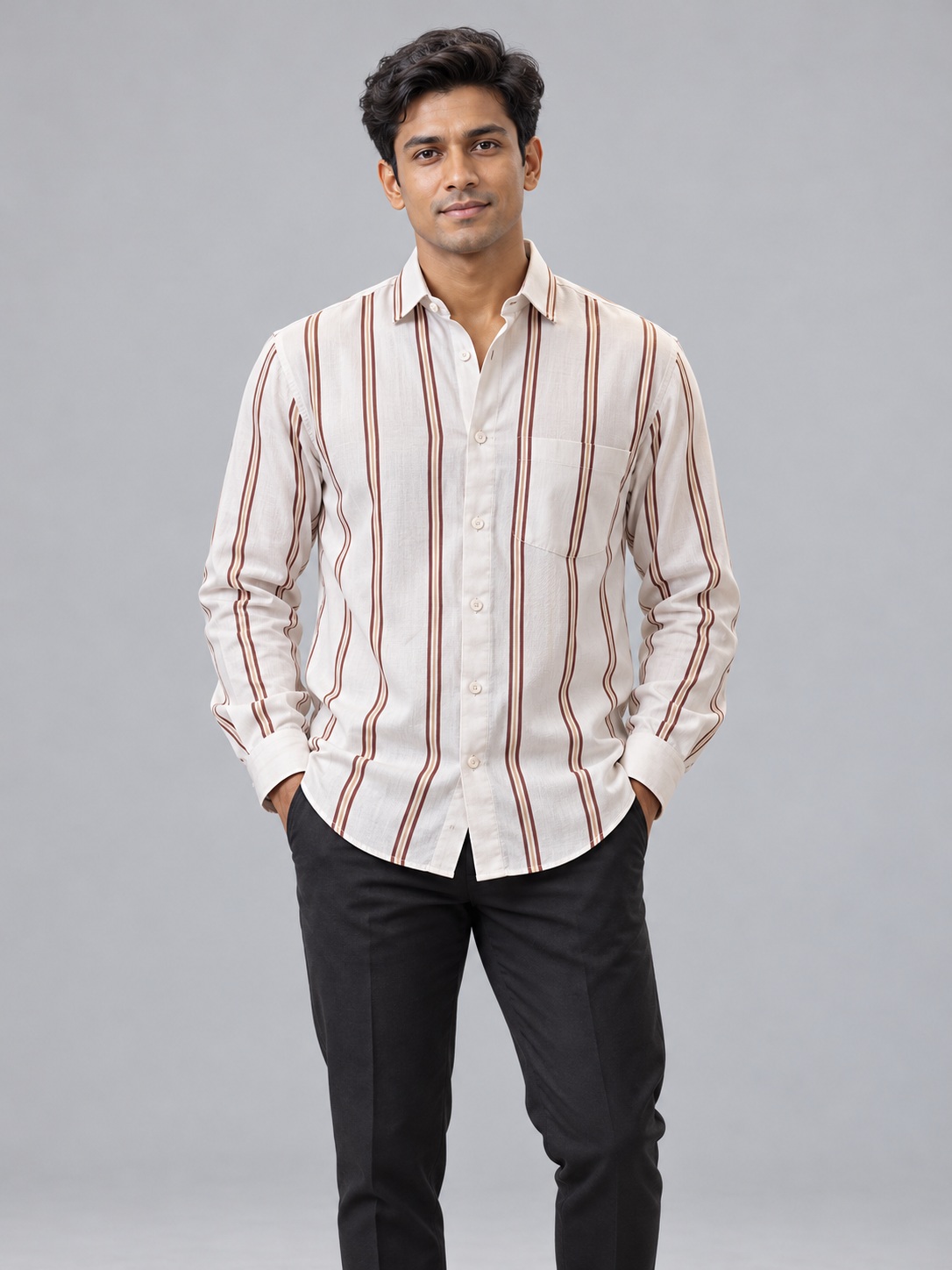 stripe shirt 03 front SnapCap Vertical Stripe Long-Sleeve Shirt stripe shirt 03 front