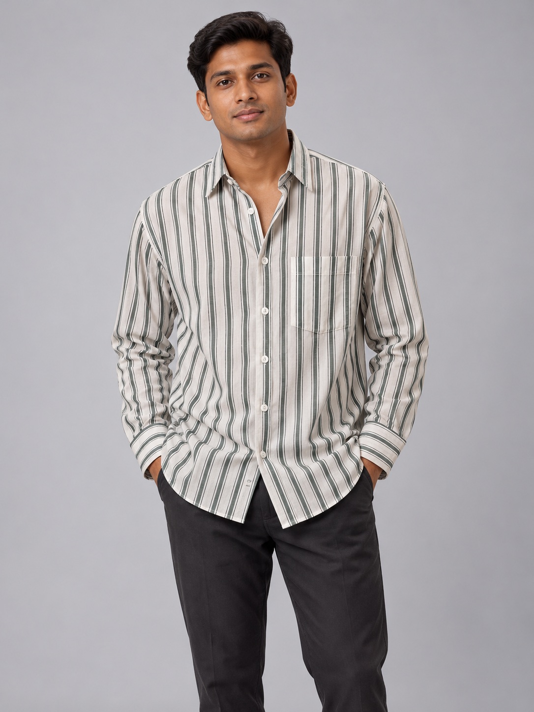 stripe shirt 04 front SnapCap Vertical Stripe Long-Sleeve Shirt stripe shirt 04 front