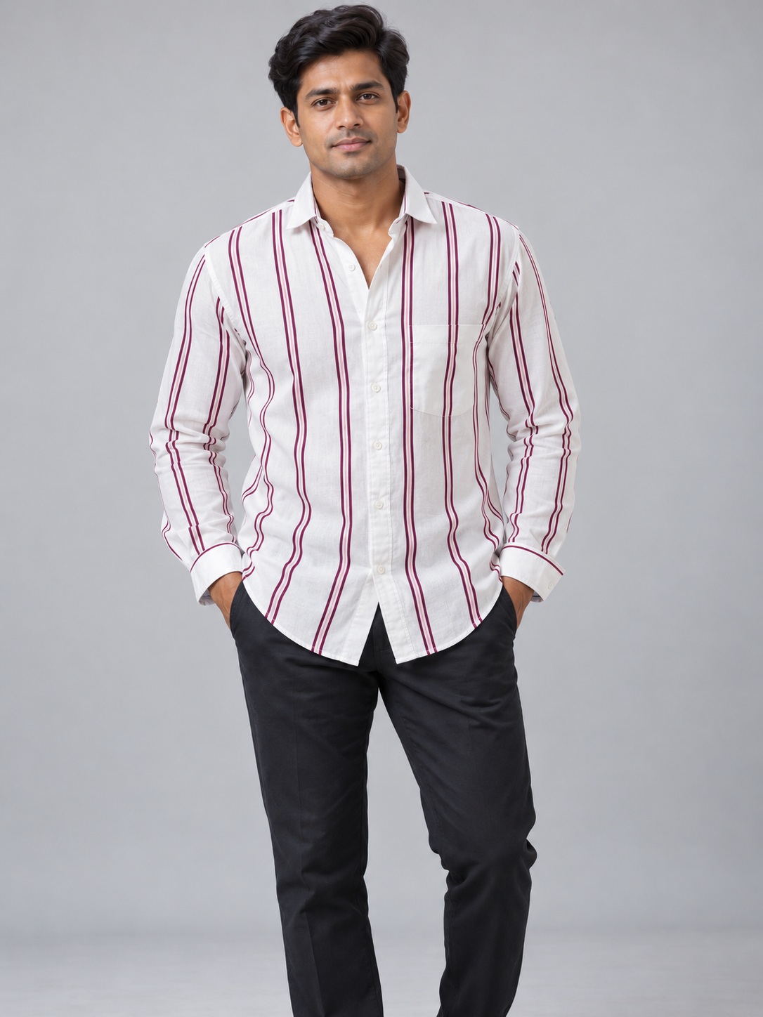 stripe shirt 05 front SnapCap Vertical Stripe Long-Sleeve Shirt stripe shirt 05 front
